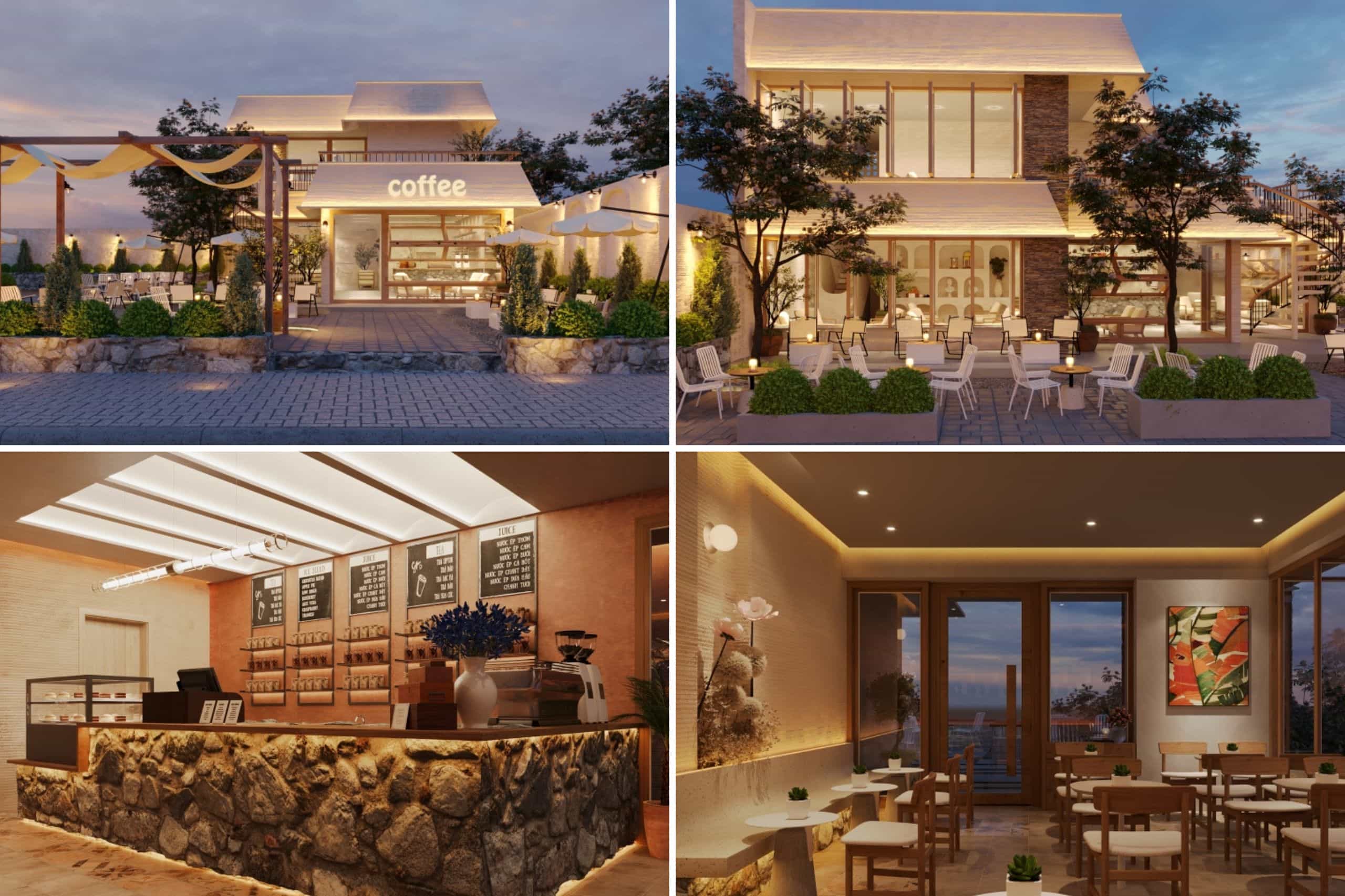 mẫu quán cafe phong cách Rustic